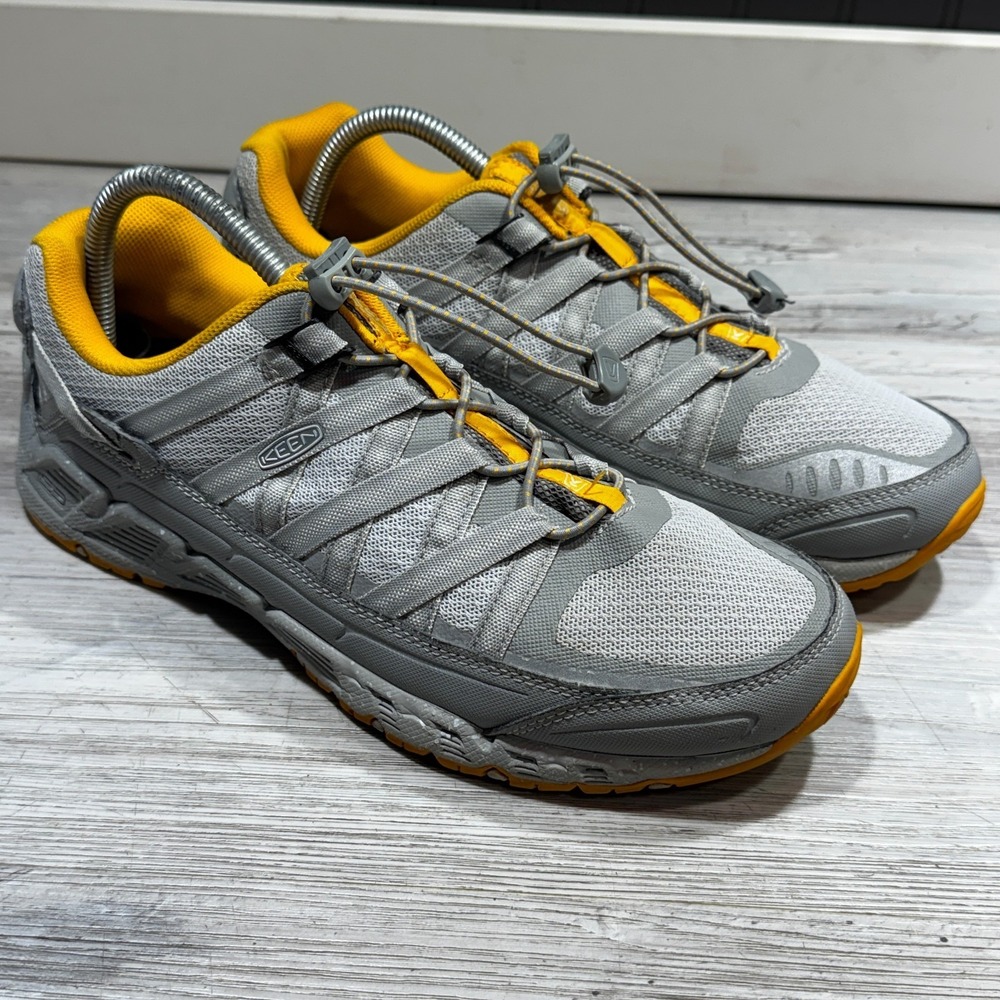 KEEN Versatrail Womens Sz 10 Hiking‎ Shoes Gray Yellow Bungee Laces 1014914